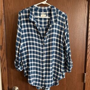 Thread & Supply Blue and White Plaid Button-Down Shirt